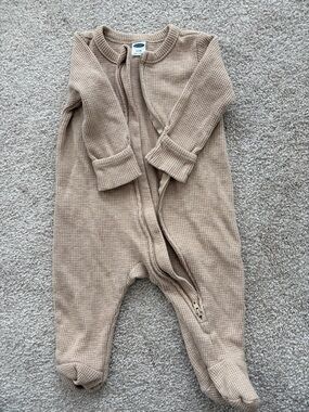 Old Navy Beige Waffle-Knit Footed One-Piece